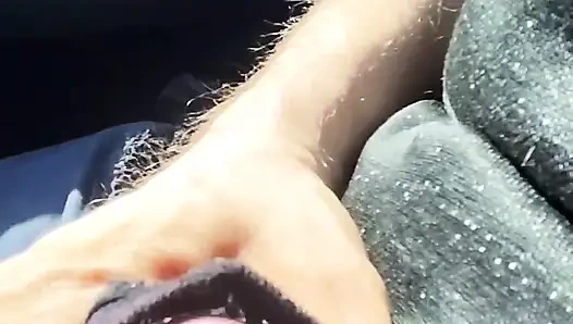 Almost caught! He jerks off in traffic in front of me, I love watching. Big cumshot! Part 1