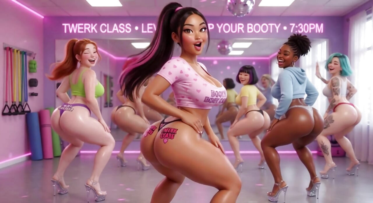 ชั้นเรียน Twerking เย้ายวนกับครูสอนยั่วยวนย้ายขั้นสูงไปยังนักเรียนกระตือรือร้น (สร้าง AI)