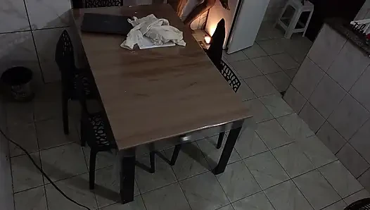 Pantat sekretaris dientot di ruang pertemuan.