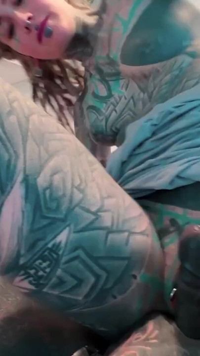 Sexy Dreadhead tattooed girl get fucked and covered with cum in private | Clip 1