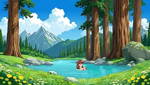 22-year-old Sabina fucked a big cock in the village man in the pond and dropped the water of the penis. Black thick cock.