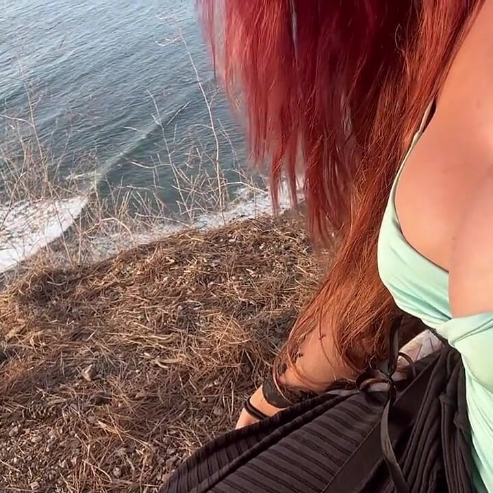 Artemisia Love Sexy Big Boobs Close up Perfect Nipples Outdoor by the Ocean Stunning View
