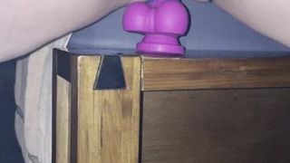 Wifey fucks big black dildo