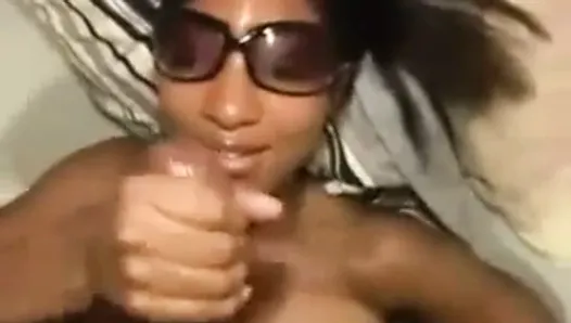 Black Girl Gets Cum On her glasses