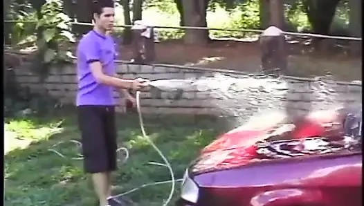 Transexual blonde babe gets slammed outdoors