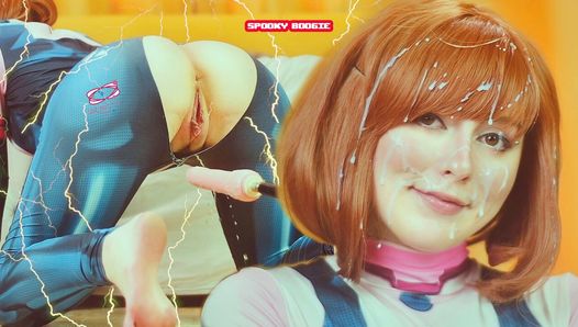 My hero academia: uravity try don't cum while sex machine fucks her pussy and ass - spooky boogie