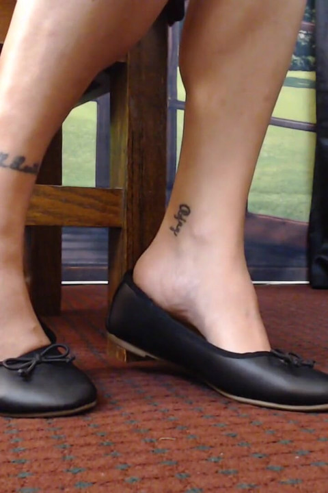 Close up ballet flats dangle play natural