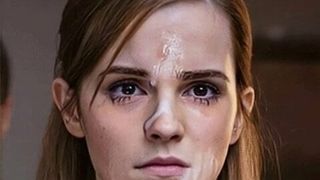 Emma Watson con la sborra sul viso che ho creato.