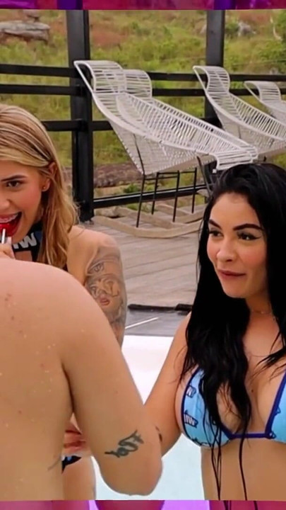 I fuck my girlfriend's two best friends in the pool while she tans | Clip 1