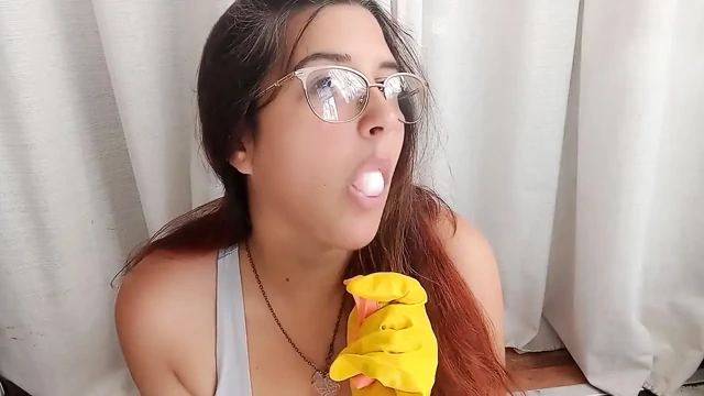 Latex Gloves Bubblegum and Balloon Blowing - Bunny Looner
