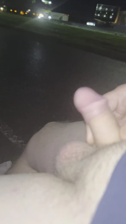 Playing with my limp cock next to the highway