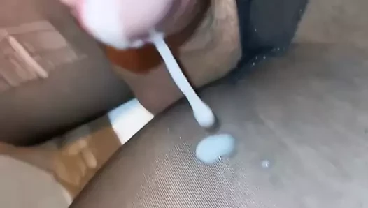Cum içinde parlak külotlu çorap kombi