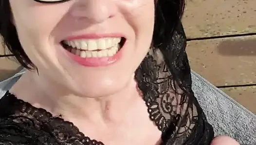 Julie splashes in the sun