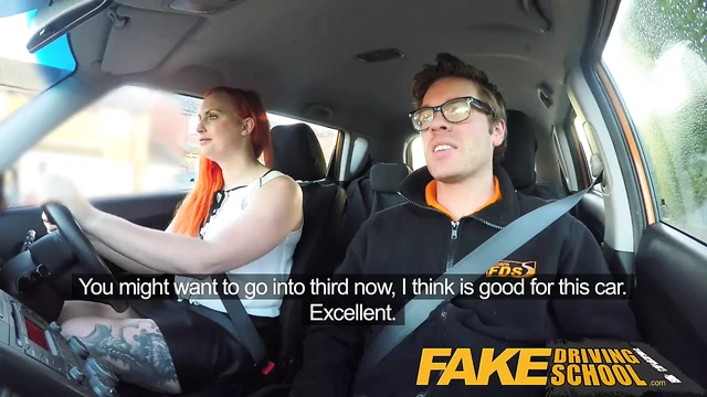 Fake Driving School Redhead lusts after instructors big cock