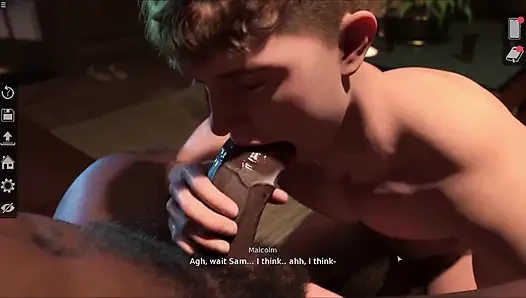 Gay Sam Sucking His Black Friend Huge Cock While Watching Porn Together