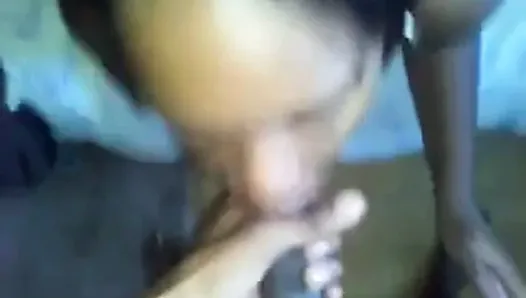 POV black girl blowjob, facial, then she sucks the dick dry