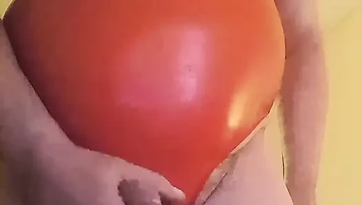 Chubby grandpa wearing crotchless latex bodysuit and wanking his semi and cumming hard