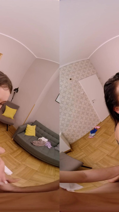 Stunning moment from "Two Girls Take Turns Massaging My Cock - Virtual Real Porn"