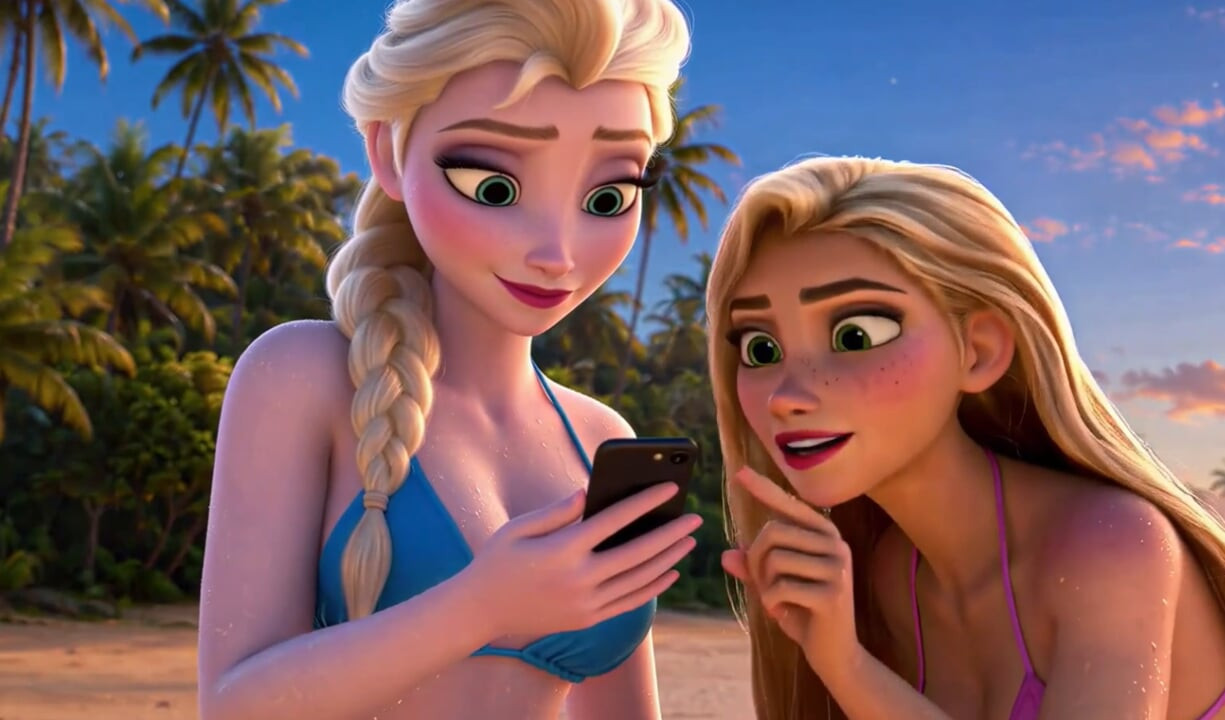 Rapunzel e Elsa presas em uma ilha