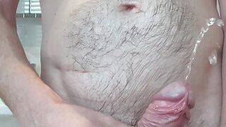 Big cock piss and wank