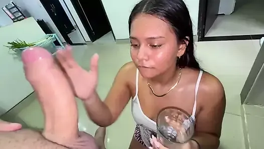 Crazy Bitch Takes My Semen to Make Her Smoothie in the Morning
