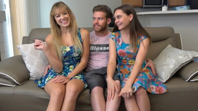 He joins the fun as both babes finish an Earth and Fire strip game
