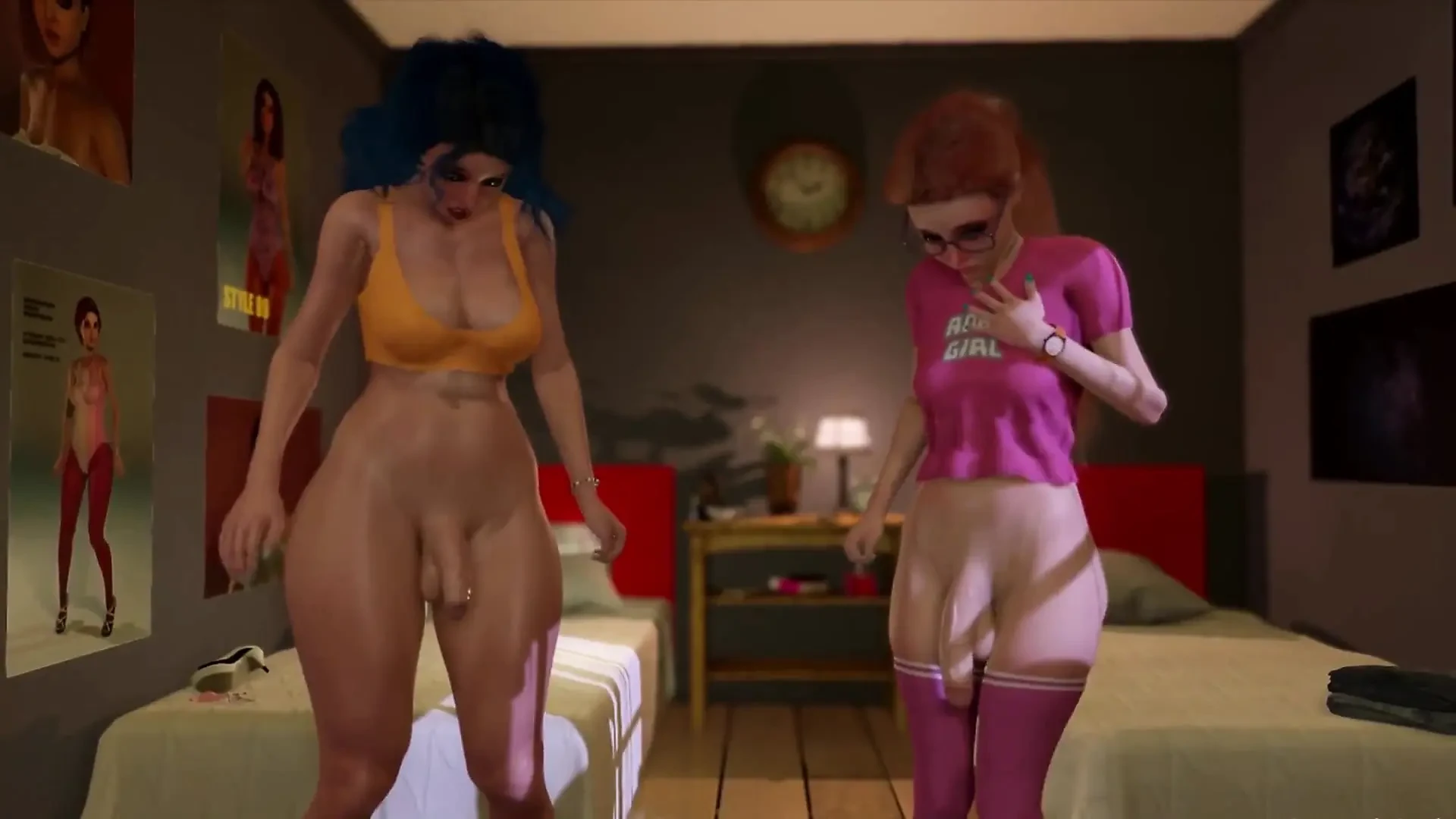 Shemale with big tits gets violated by her shemale friend with her girldick 3D