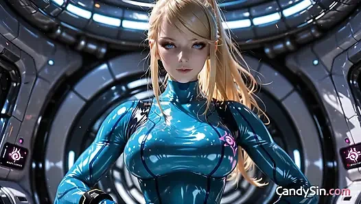 Samus'un giydiği sarışın takım elbisesi o çirkin götle tamamen çıplak gidiyor (ai)