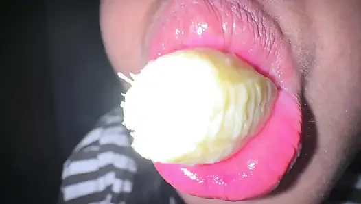 I Put a Banana in My Sensual Mouth While I Was Horny in Morning - This Is My Everyday Morning Routine