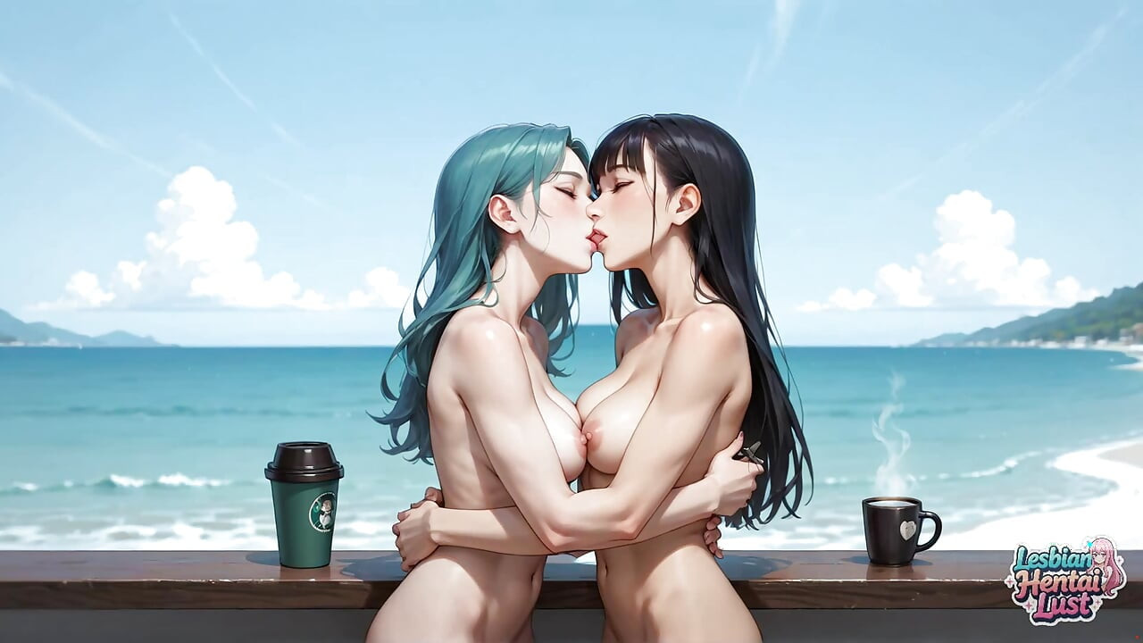 Fucking Scorching Lesbians with Dark and Blue Hair Intensively Smooch on a White Beach, Making It the Hottest Gonzo