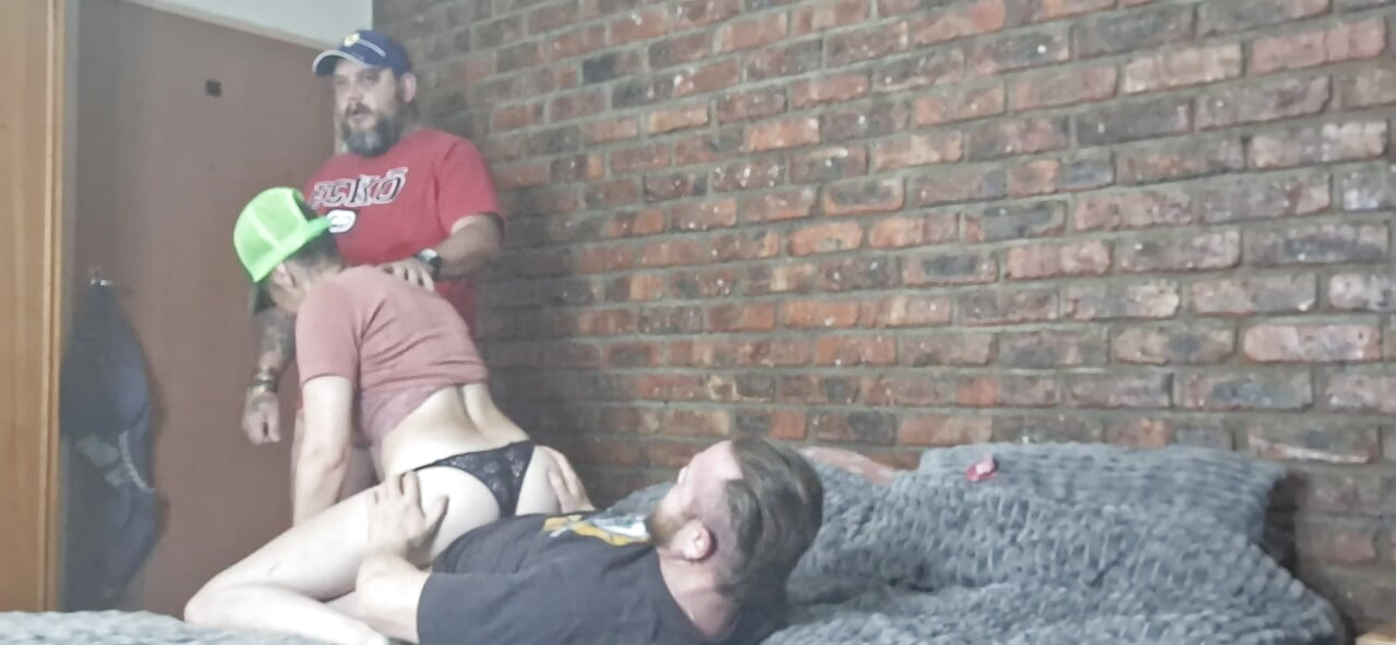 Fucking husband and friend in threesome
