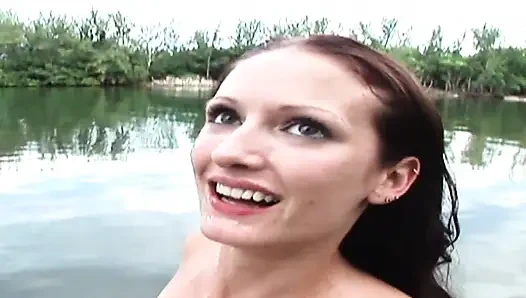 Brunette Gets Her First Threesome