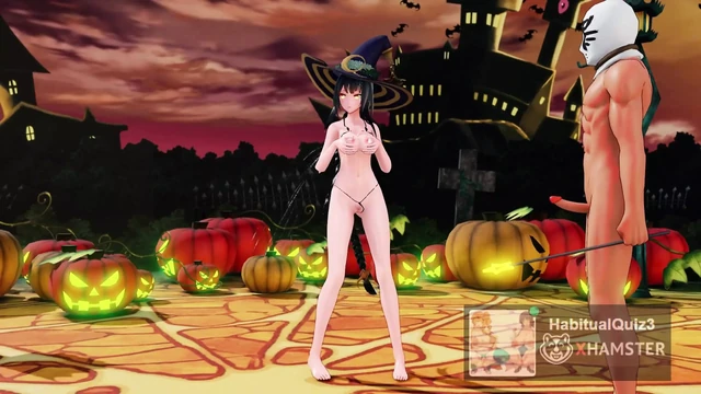 mmd r18  Happy Halloween event sex party ahegao sex hentai 3d taimanin anal cum swallow