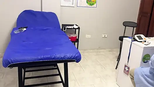 Doctor checks the patient's pussy and they end up giving her a good orgasm