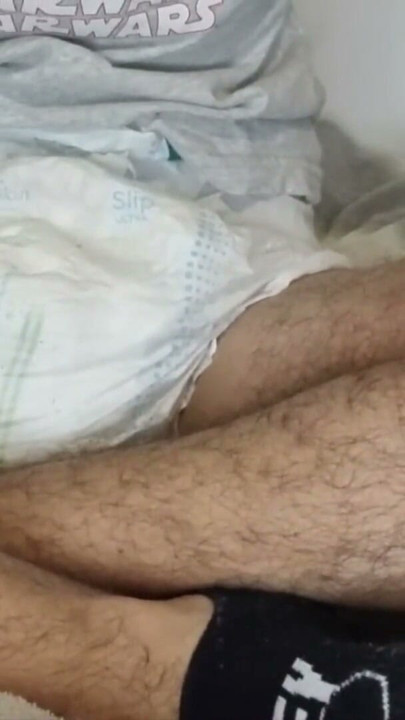 Huge Cock ABDL Diaper boy Makes a mess in his diaper | Clip 1