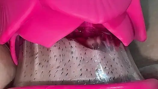 Young girl uses powerful sucker