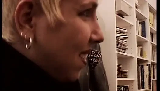 Sexy German blonde plays with toys and fucks horny couple