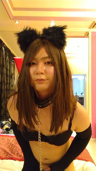 Japansk cd onanerer i sexet kattekostume | Klip 1