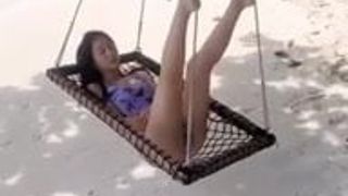 beautiful girl on a hammock