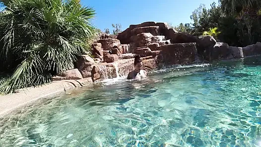 Hot Lesbian Interracial Fun in the Pool
