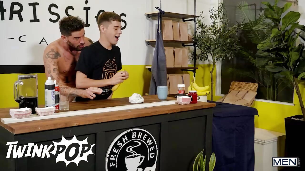 TWINKPOP - Twink Joey Mills Dresses Up Chris Damned's Cock With Whipping Cream And Sprinkles For A Tasty Snack