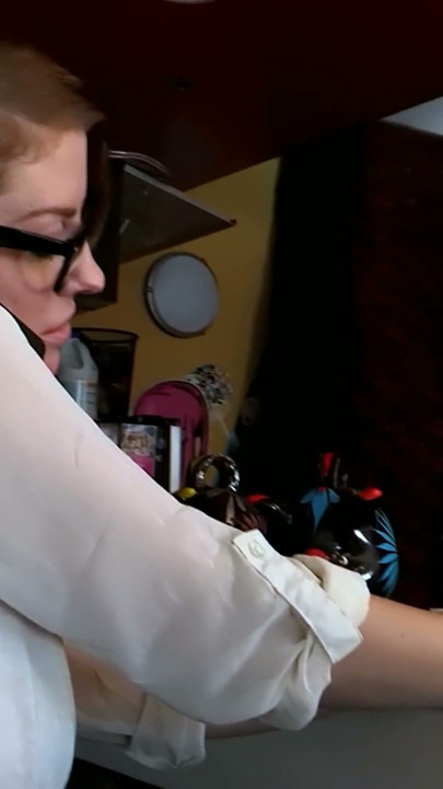 Red Pillows and a Tattooed Roommate - Redhead Licks Her Until She Shakes