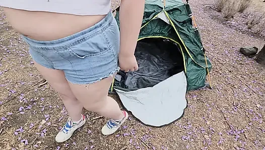 (censored - cut - No People Around) I love walking around in public with cum on my face and showing off my huge ass