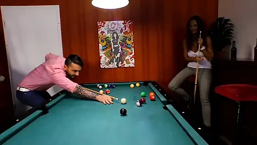 Fucking on the pool table...cum on pussy