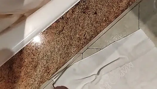 Watch for My Teen Stepsister at the Hotel Room. They Caught Me and Give Me a Handjob in the Shower