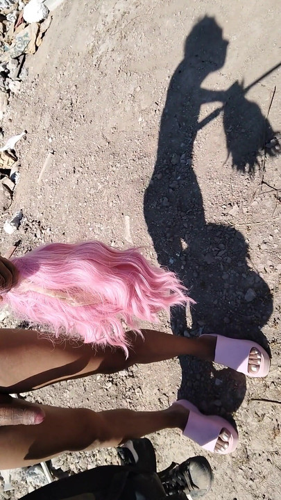 Jaw-dropping moment from "Cute hot slut in minidress can't stand it and gets naked in public but discovers man watching her"