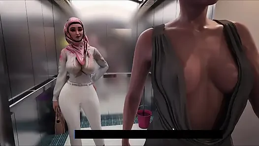 Yasmin erwischt ihre stiefschwester riya beim spaß mit dem alten mann im aufzug