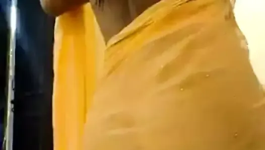 Hot sexy shemale in saree solo