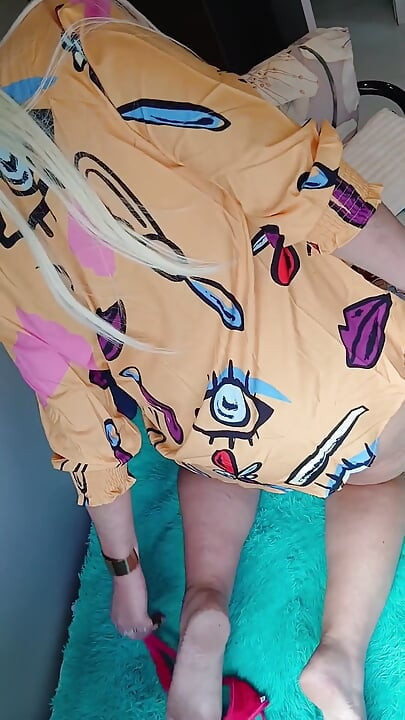 A Cute New Dress, Then Taking off My Bikini and Getting My Ass All Oiled up... and Finishing with Another Orgasm.