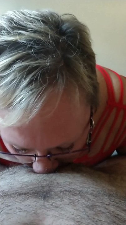 Granny sucking cock